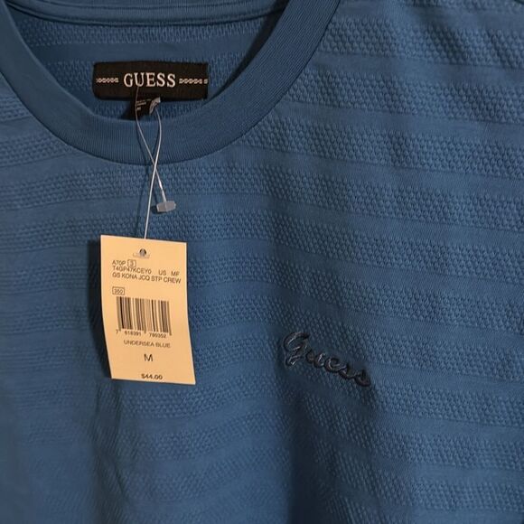 Guess Tshirt Mens Medium Mesh Blue - Picture 2 of 2